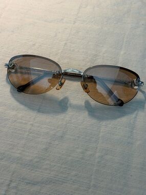 Brighton Designer Shinning Star Oval Sunglasses - Brown Lenses silver accents